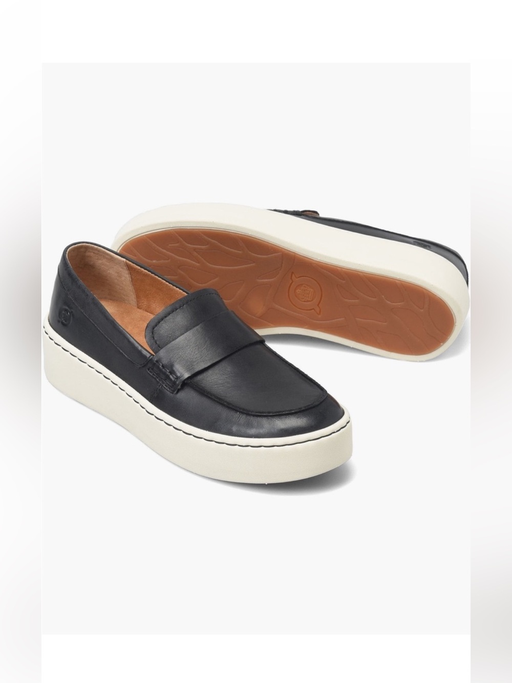 🛍️NEW Born Women's Black Leather Platform Penny Sneaker Loafers
